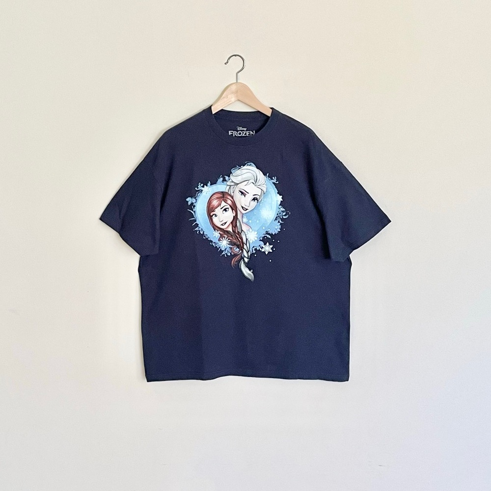 NEW Disney Frozen Elsa & Anna Graphic Navy T Shirt Adult size XXL